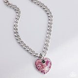 Ardent Affection - Pink Rhinestone Heart Necklace Paparazzi