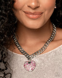 Ardent Affection - Pink Rhinestone Heart Necklace Paparazzi