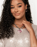Ardent Affection - Pink Rhinestone Heart Necklace Paparazzi
