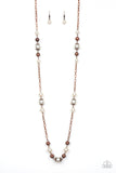 Wall Street Waltz - Copper Pearl Necklace Paparazzi