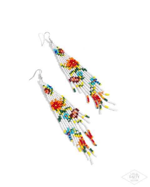 Beaded Gardens - White Seed Bead Earrings Paparazzi