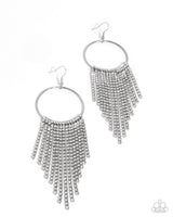 Streamlined Shimmer - White Rhinestone Earrings Paparazzi