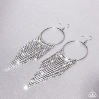 Streamlined Shimmer - White Rhinestone Earrings Paparazzi