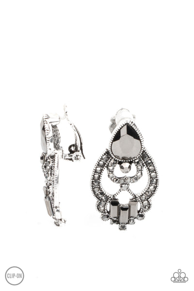 Glamour Gauntlet - Silver Clip Earrings