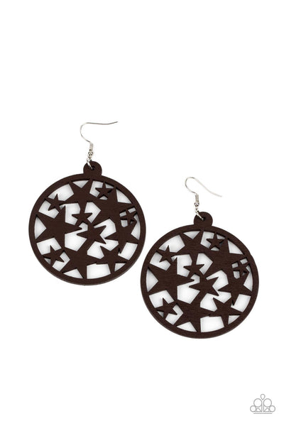 Cosmic Paradise - Brown Star Earrings Paparazzi