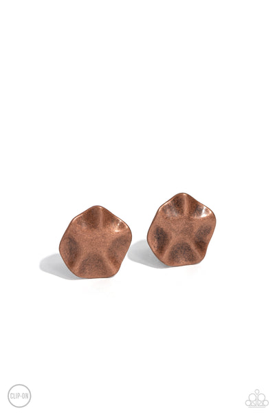 âDestination Unknown - Copper Clip On Earrings Paparazzi