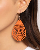 Caribbean Coral - Orange Wooden Earrings Paparazzi