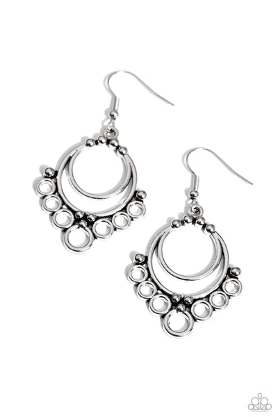 Rustic Rotary - Silver Earrings Paparazzi