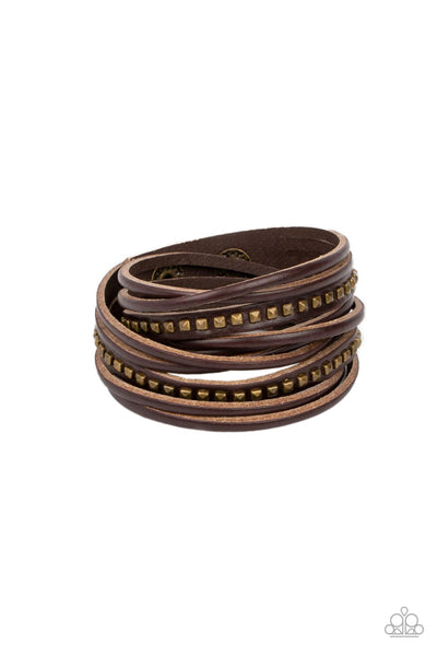 Studded Sensation - Brass Wrap Bracelet Paparazzi