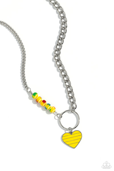 Mismatched Mayhem - Yellow Necklace Paparazzi