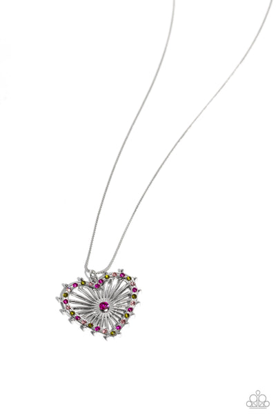 Flirting Ferris Wheel - Pink Heart Necklace Paparazzi