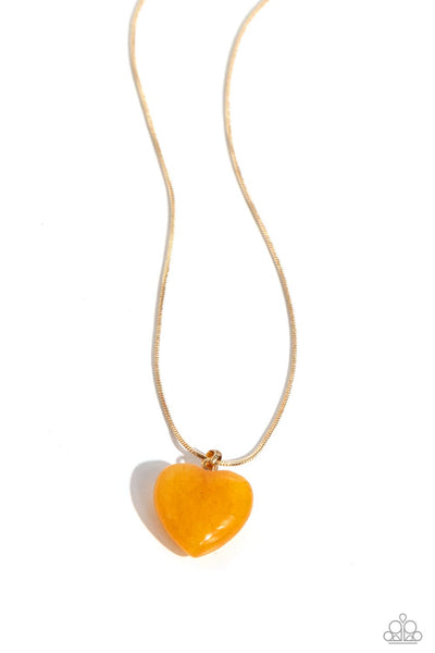 Prismatic Pastime - Gold Heart Necklace Paparazzi