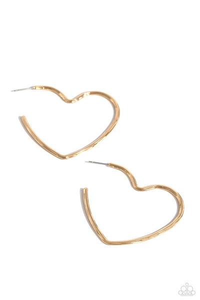 Summer Sweethearts - Gold Heart Earrings Paparazzi