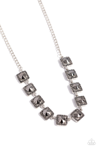 Jump SQUARE - Silver Necklace Paparazzi