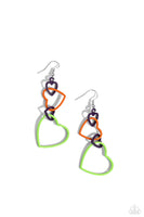 Cascading Crush - Multi-Colored Heart Earrings Paparazzi