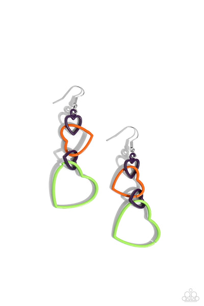 Cascading Crush - Multi-Colored Heart Earrings Paparazzi