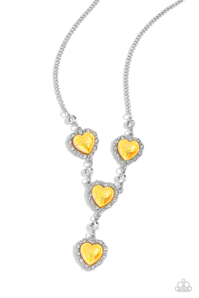 Stuck On You - Yellow Heart Necklace Paparazzi