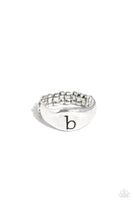 Monogram Memento - Silver - B Initial Ring Paparazzi