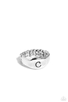 Monogram Memento - Silver - C Initial Ring Paparazzi