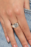 Monogram Memento - Silver - E Initial Ring Paparazzi