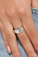 Monogram Memento - Silver - F Initial Ring Paparazzi