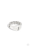 Monogram Memento - Silver - J Initial Ring Paparazzi