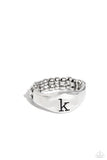 Monogram Memento - Silver - K Initial Ring Paparazzi