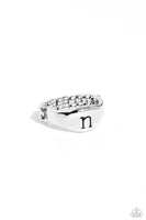 Monogram Memento - Silver - N Initial Ring Paparazzi