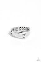 Monogram Memento - Silver - R Initial Ring Paparazzi