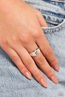 Monogram Memento - Silver - R Initial Ring Paparazzi