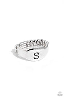 Monogram Memento - Silver - S Initial Ring Paparazzi