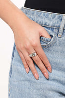 Monogram Memento - Silver - V Initial Ring Paparazzi