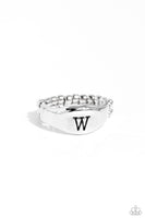 Monogram Memento - Silver - W Initial Ring Paparazzi