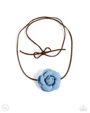 Floral Folktale - Brown Denim Floral Necklace