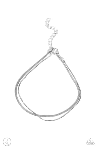 Glistening Gauge - Silver Anklet Paparazzi