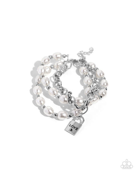 LOVE-Locked Legacy - White Bracelet Paparazzi