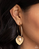 Casually Crushing - Gold Heart Earrings Paparazzi