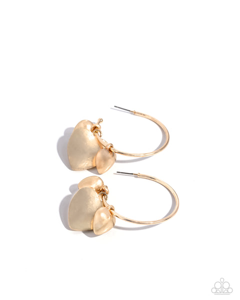 Casually Crushing - Gold Heart Earrings Paparazzi