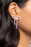 The BOW Must Go On - Pink Earrings Paparazzi