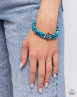 Turtle Talisman - Blue w/ Silver Turtle Charm Bracelet Paparazzi