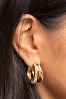 Textured Tremolo - Gold Earrings Paparazzi