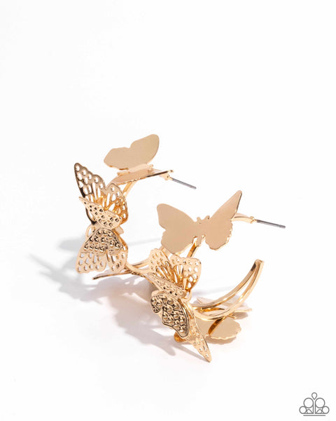 No WINGS Attached - Gold Butterfly Earrings