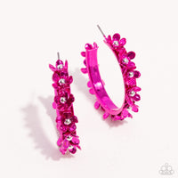 Fashionable Flower Crown - Pink Floral Earrings Paparazzi