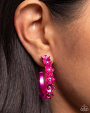 Fashionable Flower Crown - Pink Floral Earrings Paparazzi