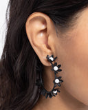 Flower Vine - Black Floral Earrings Paparazzi