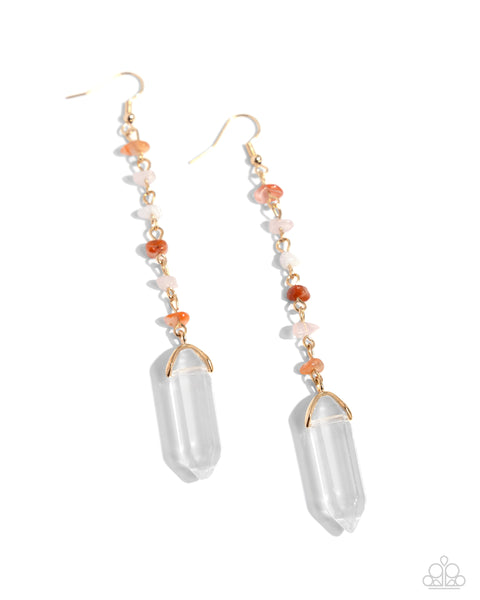 Quartz Qualification - Orange Earrings Paparazzi