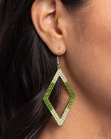 Eloquently Edgy - Green Earrings Paparazzi