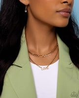 Lovely Layers - Gold Love Necklace Paparazzi