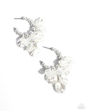 Frilly Feature - White Earrings Paparazzi