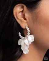 Frilly Feature - White Earrings Paparazzi